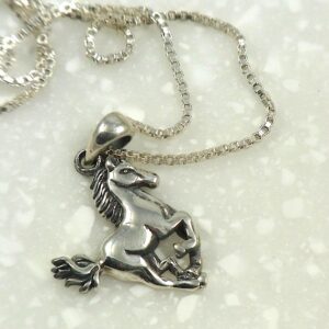 Sterling Silver Small Galloping Pendant w/chain-1282