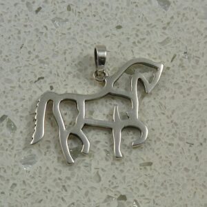 Stencil Horse Sterling Silver Pendant w/chain-0