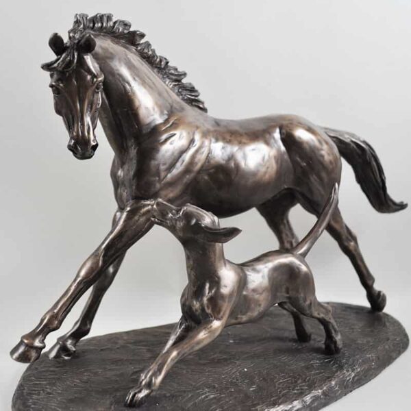 Horse & Hound Cold Cast Bronze Horse Sculpture Figurine By Harriet Glen.New 